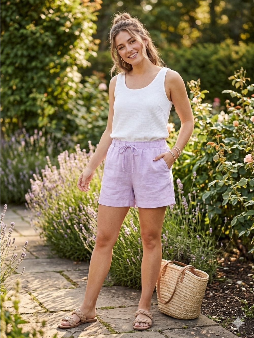 GAP Lilac Drawstring Women’s Lounge Shorts in Linen. Size XL. NWT